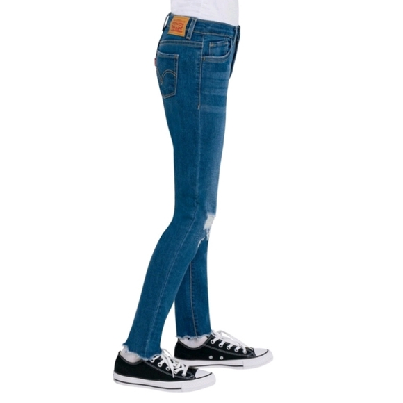 Levi's 720 Girls' High-Rise Super Skinny Distressed Jeans ~  Medium Wash Blue - Picture 3 of 16
